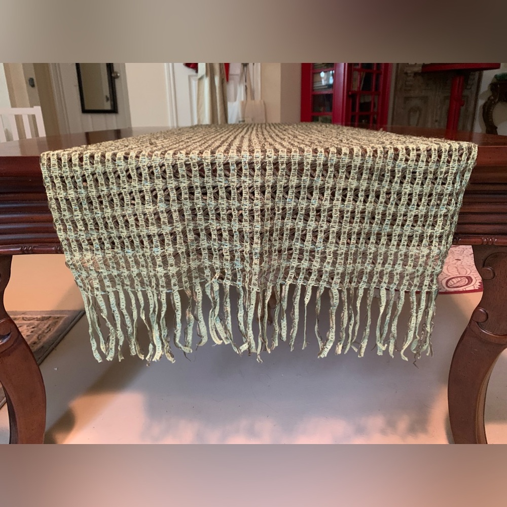 Crochet Style Table Scarf w/Fringe